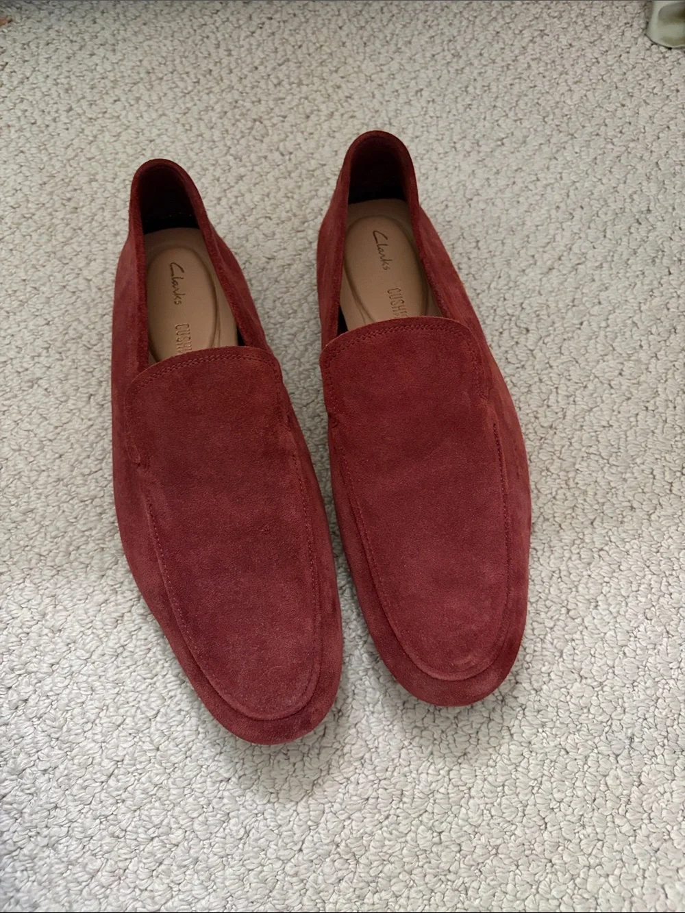 Clarks Men’s Burgundy Suede Slip-On Loafers